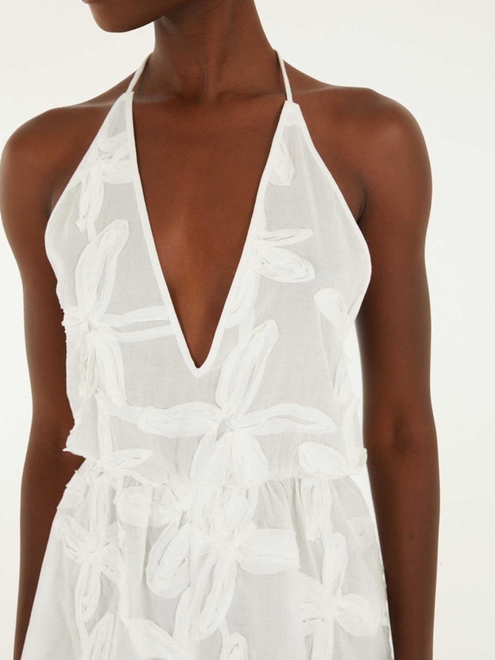 FARM Rio White Embroidered Coast Stars Tie-Neck Swimwear Romper Size M - Picture 3 of 12